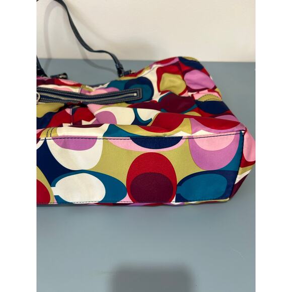 Vintage Coach Signature Scarf Print Satin Tote Bag - Picture 14 of 14